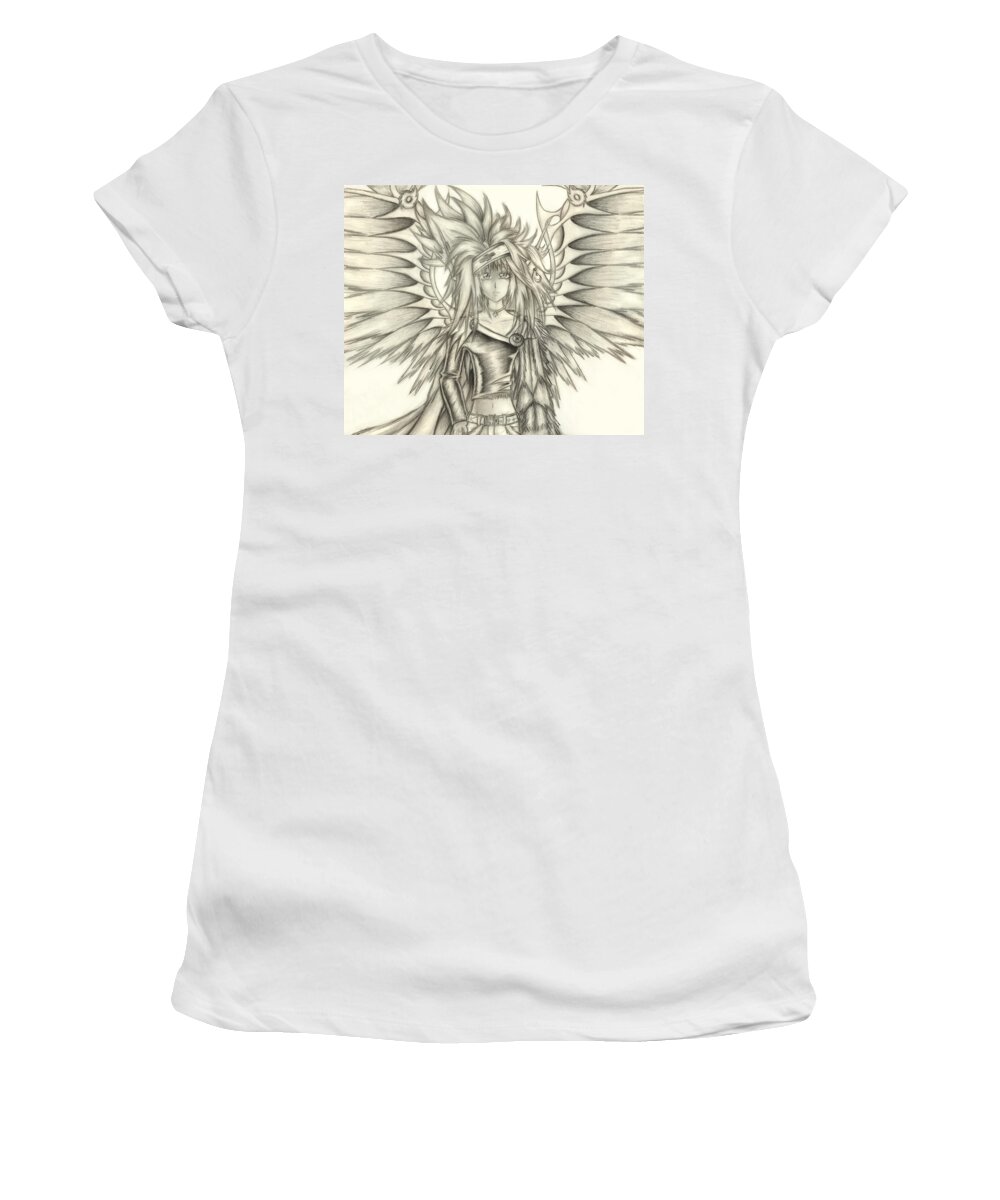 Abstract Women's T-Shirt featuring the drawing Pelusis God of Law and Order by Shawn Dall