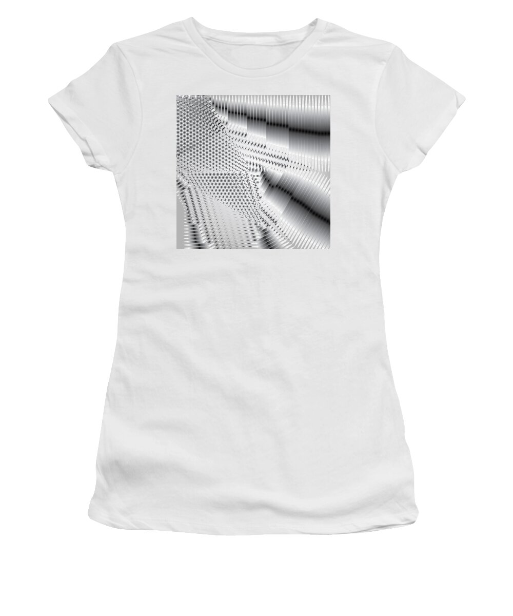 Grayscale Women's T-Shirt featuring the digital art Phalanx 30 Shatter by Kevin McLaughlin