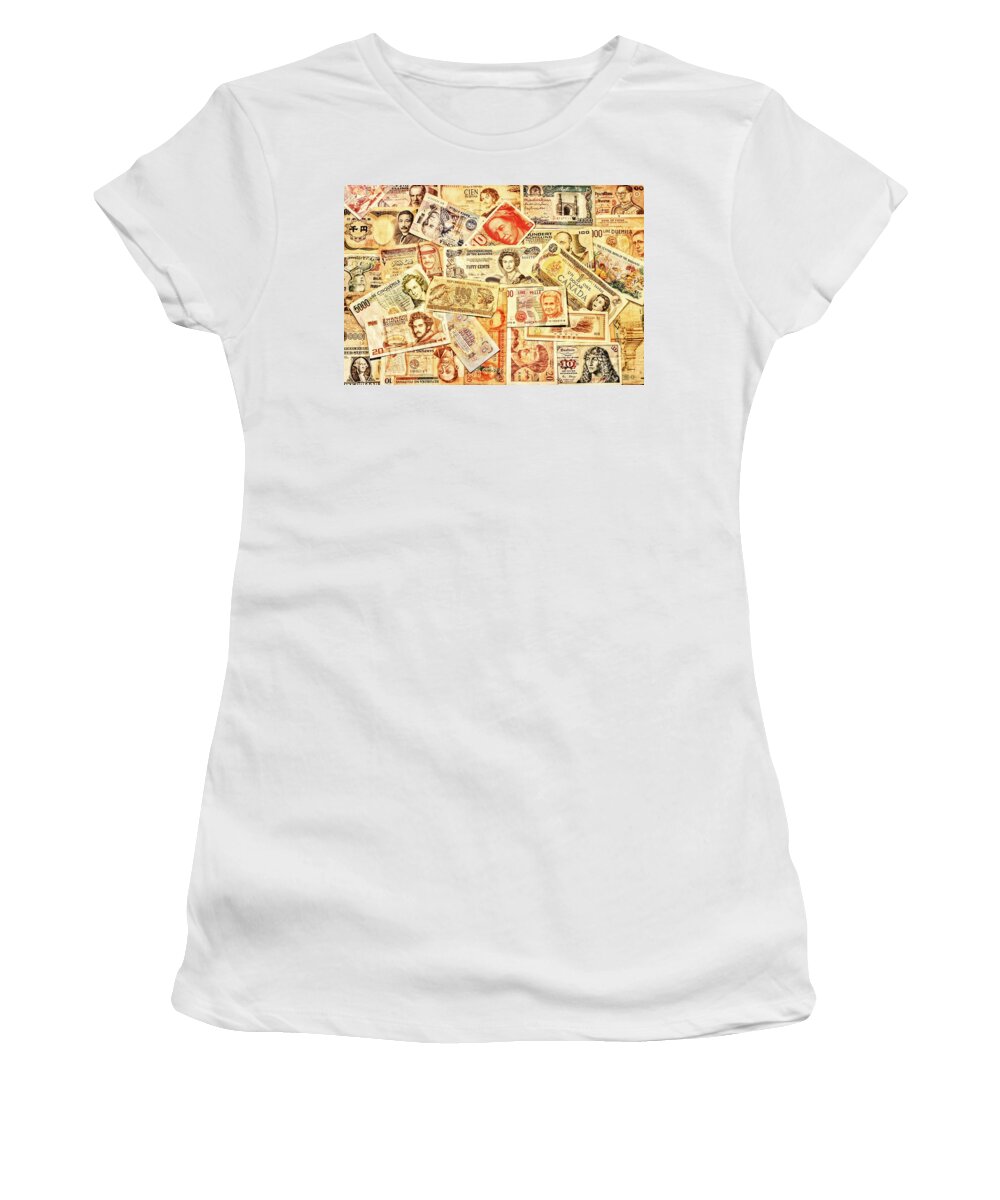 Money Women's T-Shirt featuring the photograph Pieces of Paper by Benjamin Yeager