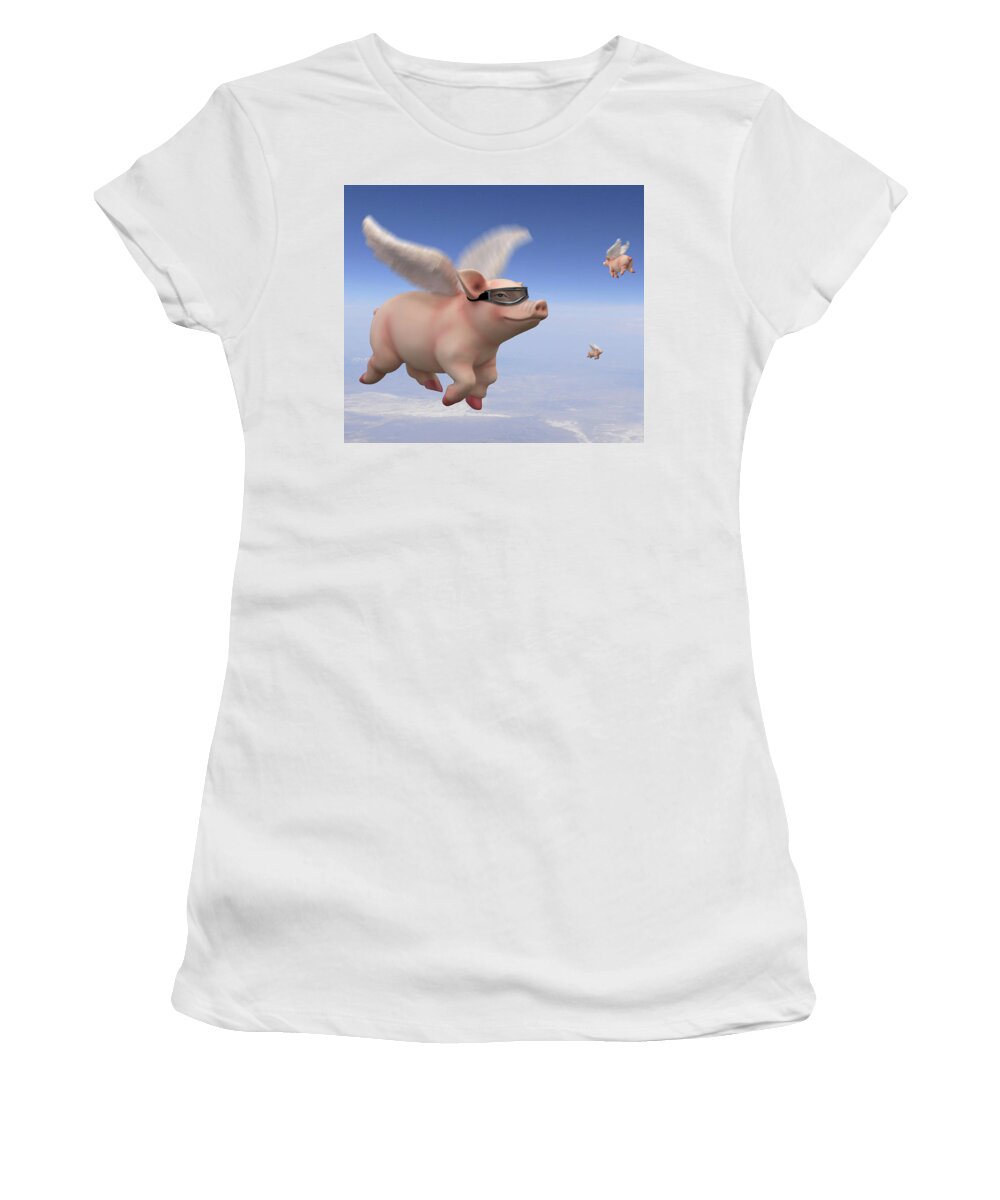 Pigs Fly Women's T-Shirt featuring the photograph Pigs Fly 1 by Mike McGlothlen