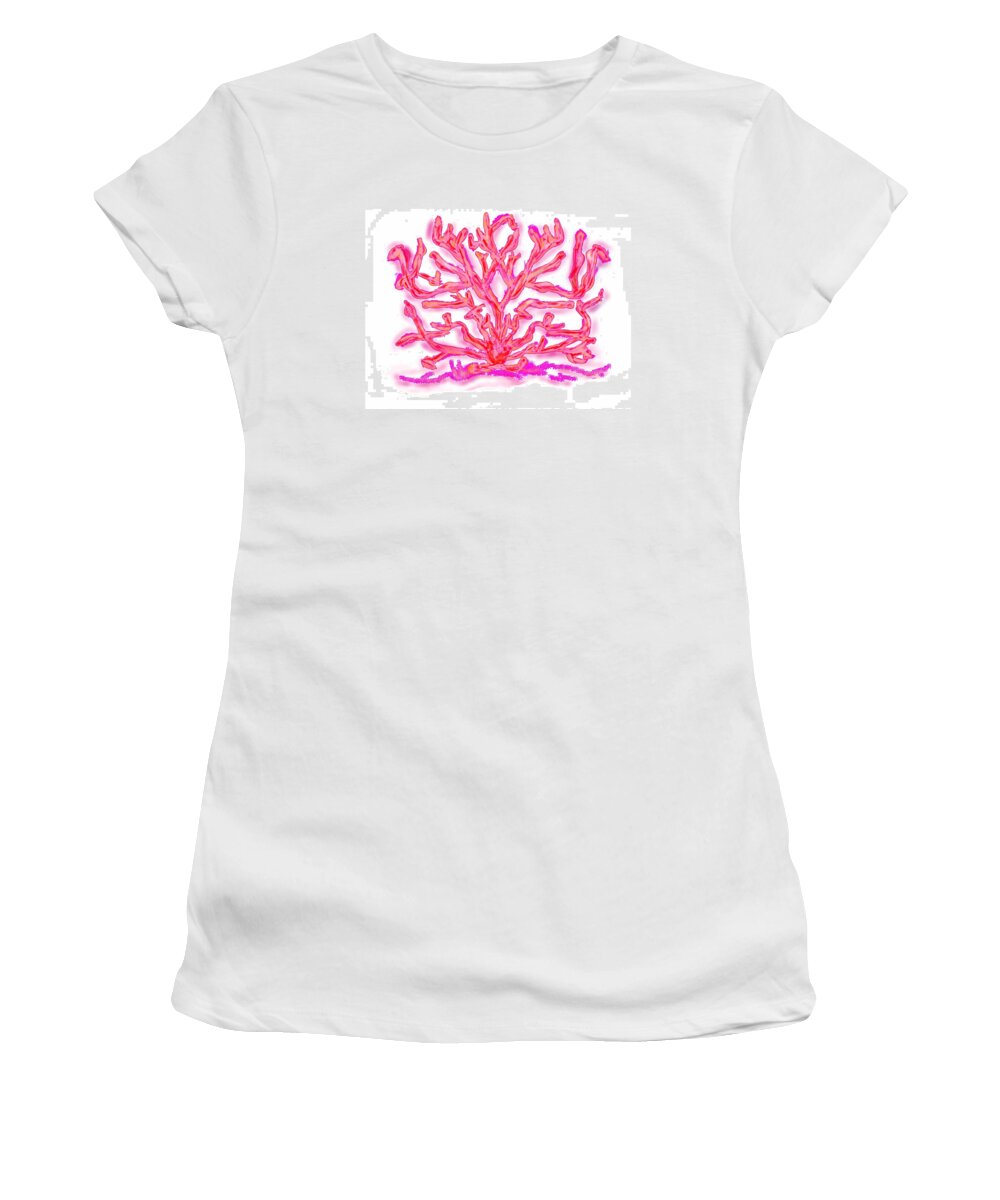 Sea Women's T-Shirt featuring the digital art Pink Coral by Christine Fournier