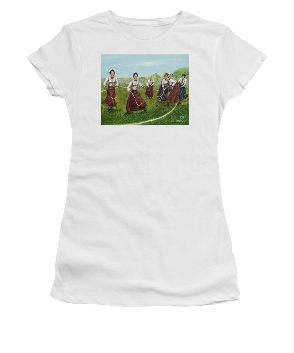Linda Simon Women's T-Shirt featuring the painting Play of Yesterday by Linda Simon