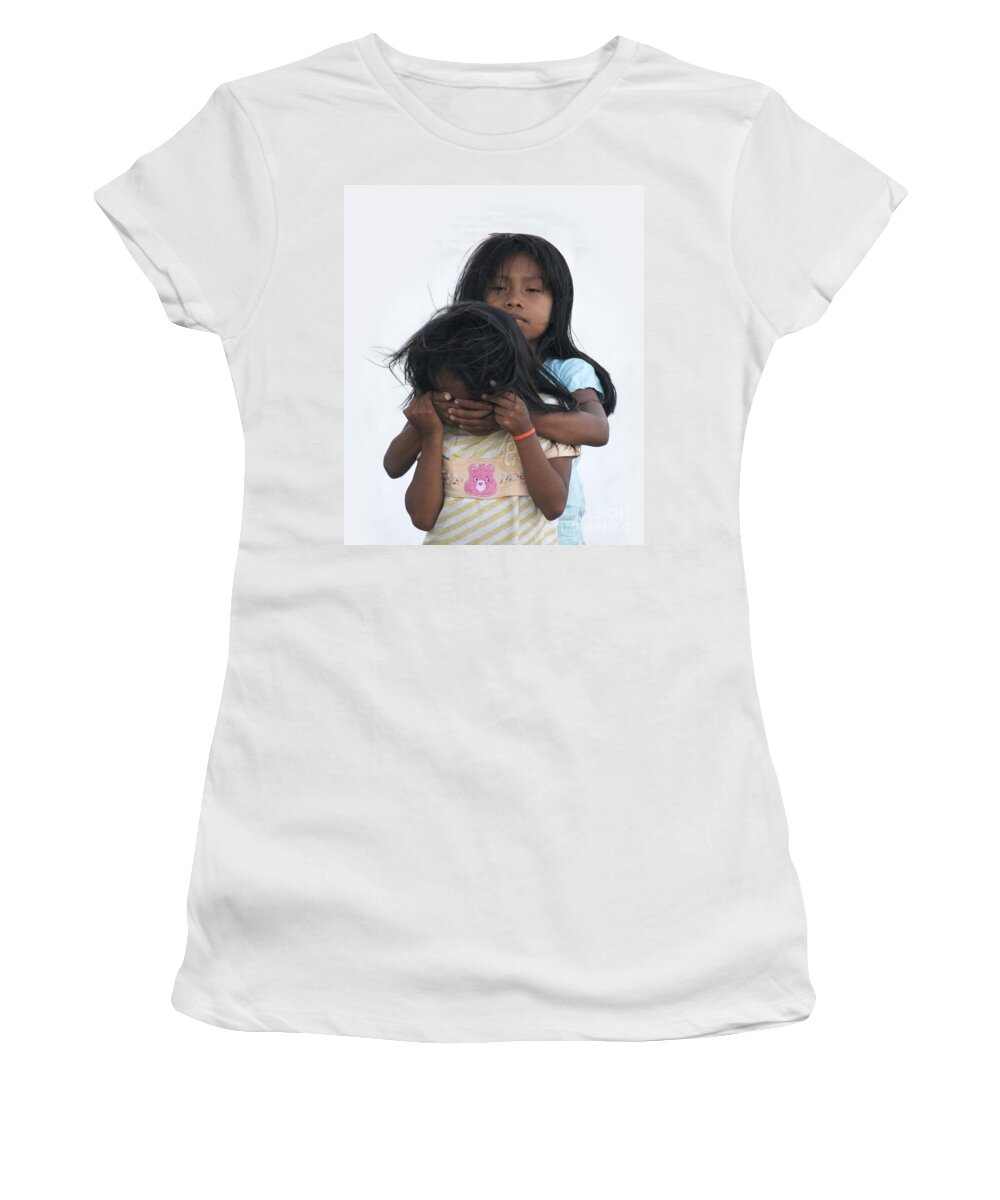 Central Women's T-Shirt featuring the photograph playing children in Panama City by Rudi Prott