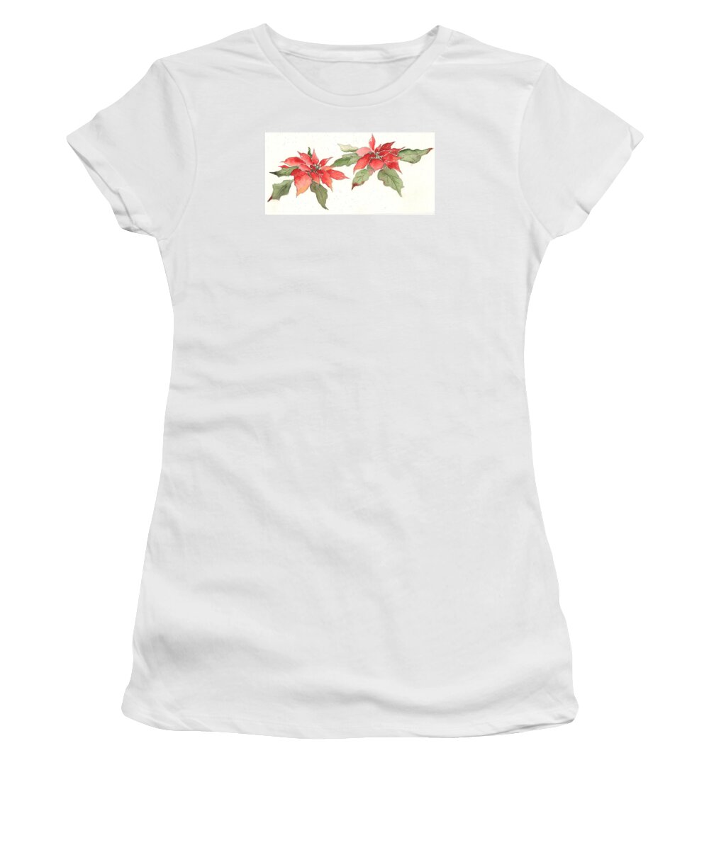 Christmas Women's T-Shirt featuring the painting Poinsettias by Christine Lathrop