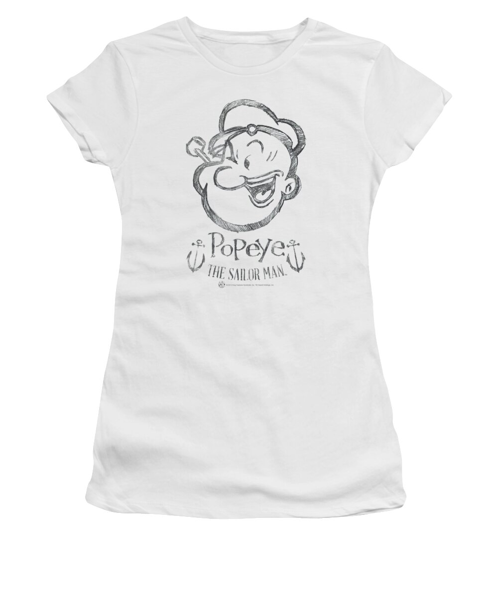 Popeye Women's T-Shirt featuring the digital art Popeye - Sketch Portrait by Brand A