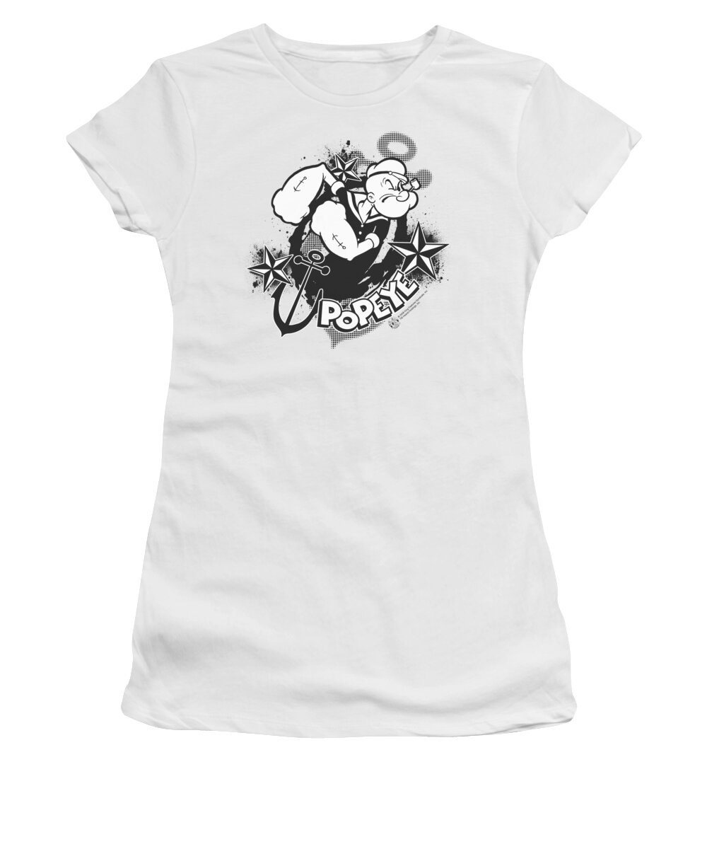 Popeye Women's T-Shirt featuring the digital art Popeye - Stars And Anchor by Brand A