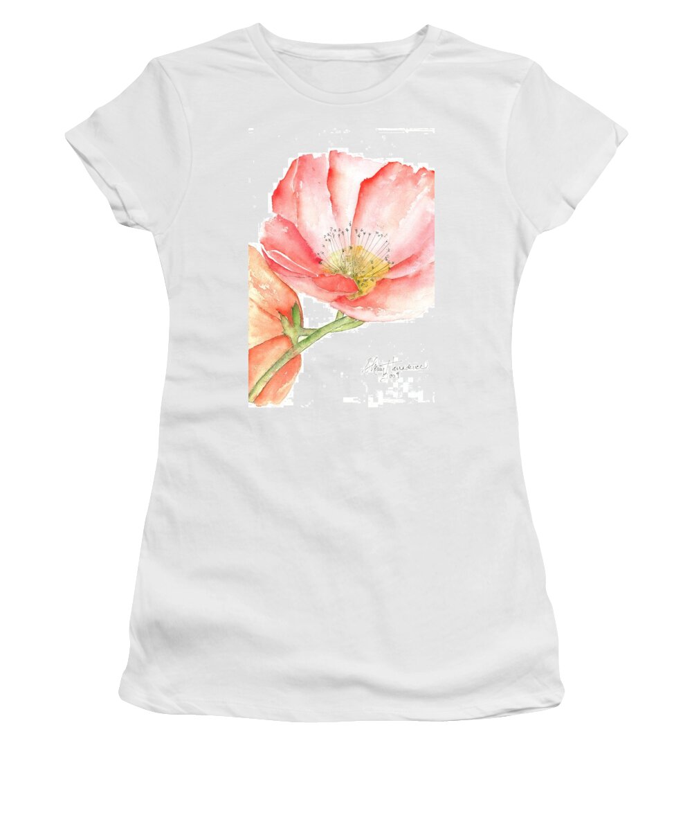 Owl Women's T-Shirt featuring the painting Poppy Bloom by Sherry Harradence