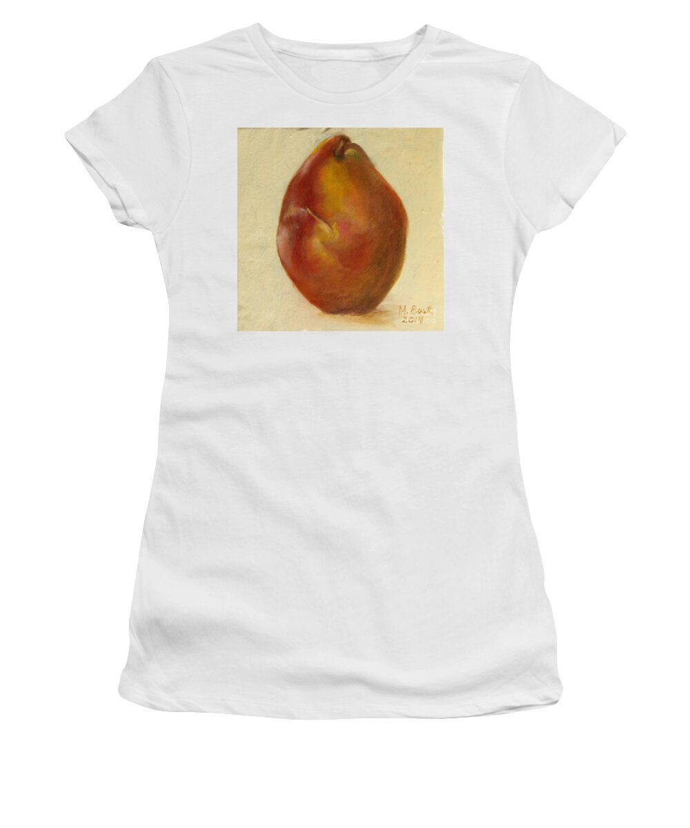 Still Life Women's T-Shirt featuring the painting Portrait of a Red Pear by Marlene Book