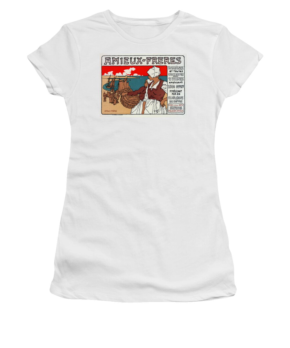 1890s Women's T-Shirt featuring the drawing Poster Sardines, 1899 by Granger