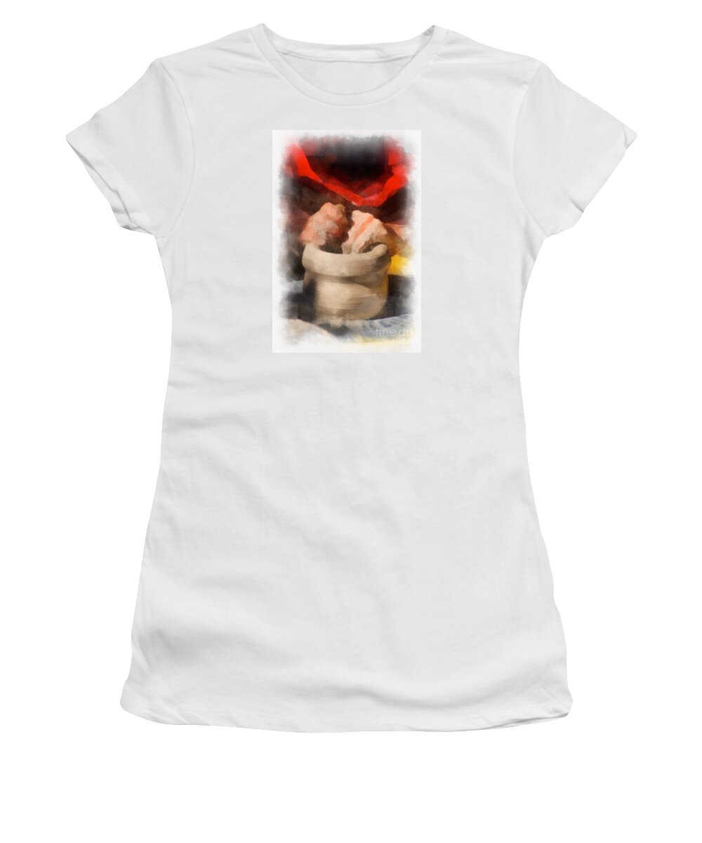 Potters Hands Women's T-Shirt featuring the photograph Potter's Hands by Kerri Farley