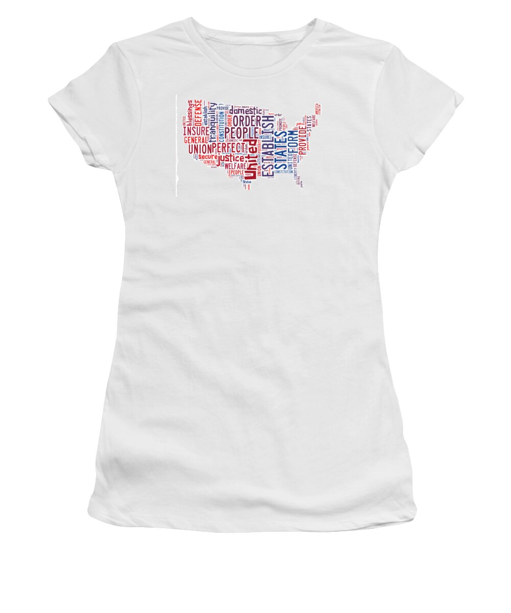 Wright Women's T-Shirt featuring the digital art Preamble - Map of America by Paulette B Wright