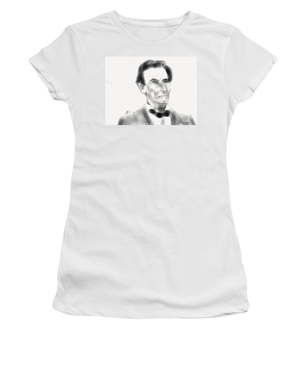 Lincoln Women's T-Shirt featuring the digital art President Lincoln by Stacy C Bottoms