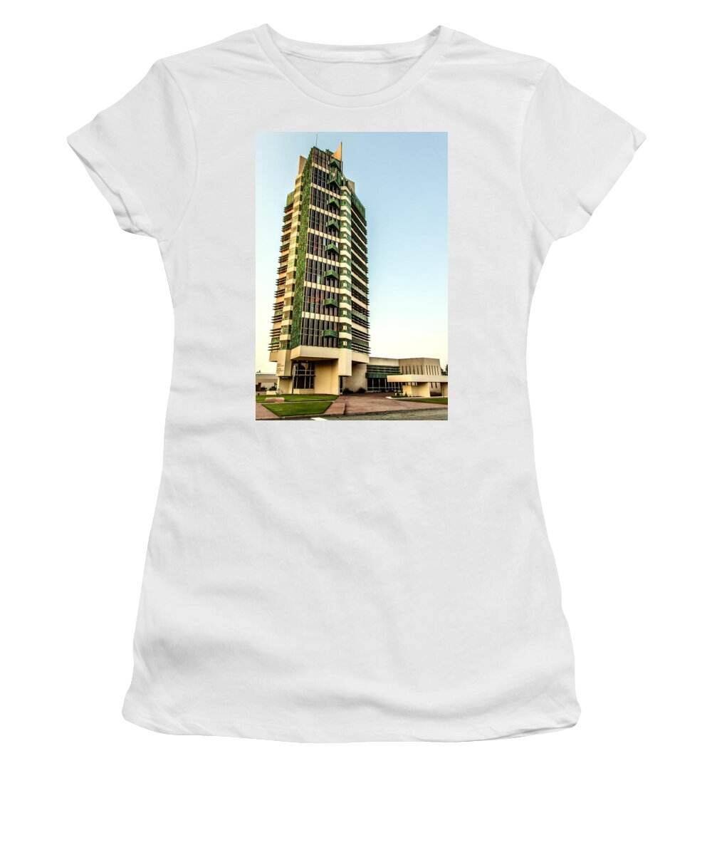 Frank Lloyd Wright Women's T-Shirt featuring the photograph Price Tower by Diana Powell