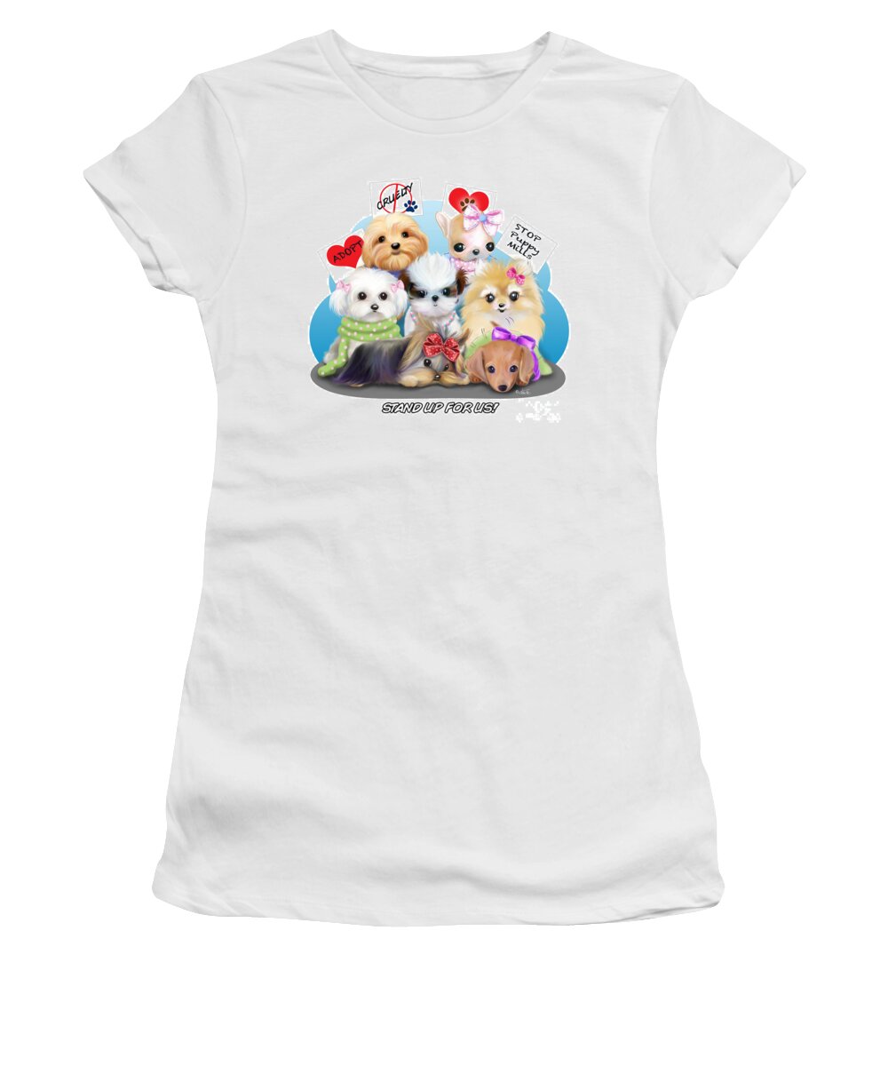 Puppies Women's T-Shirt featuring the painting Puppies Manifesto by Catia Lee