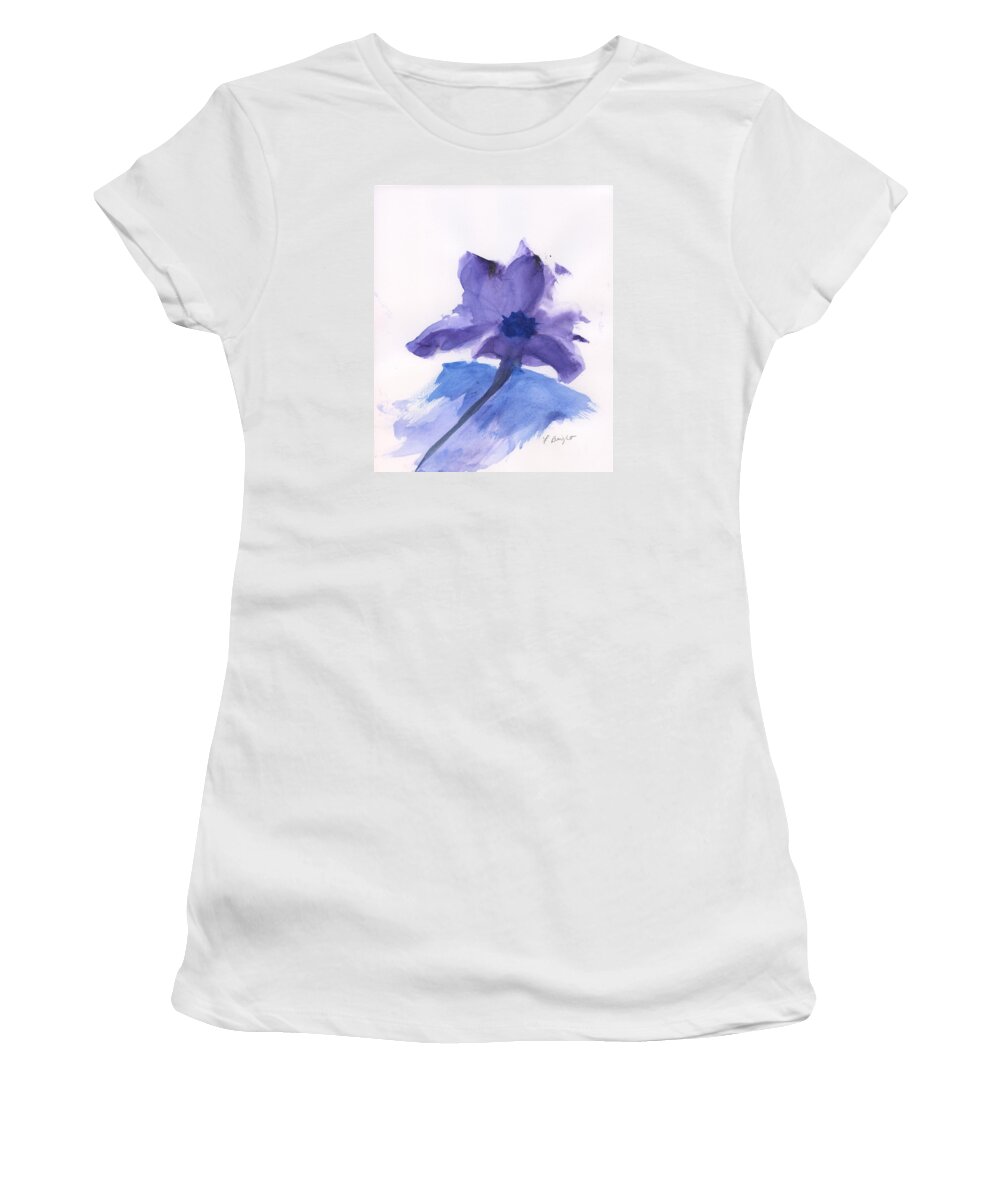 Purple Flower Women's T-Shirt featuring the painting Purple Flower by Frank Bright