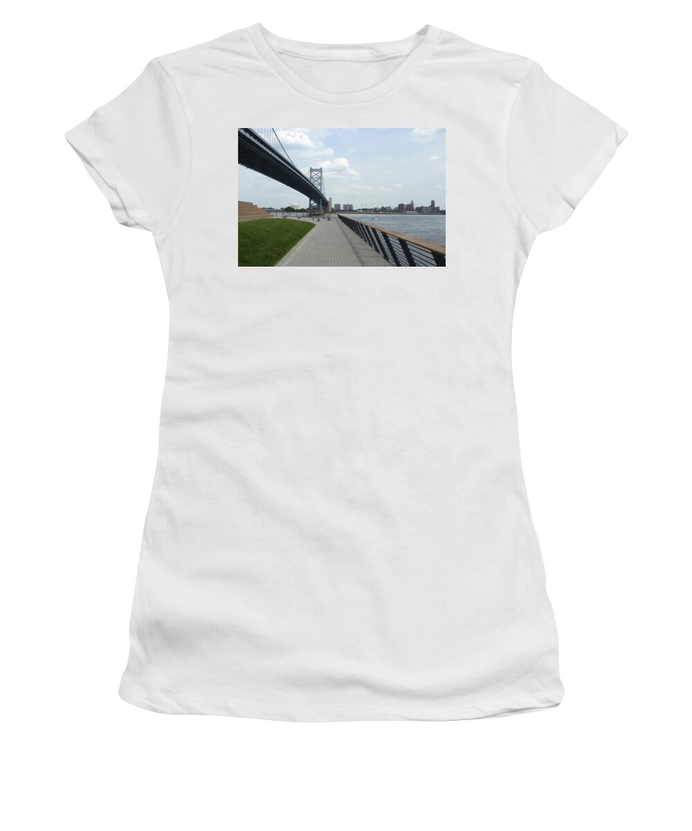 Philadelphia Women's T-Shirt featuring the photograph Race St Pier by Mary Ann Leitch