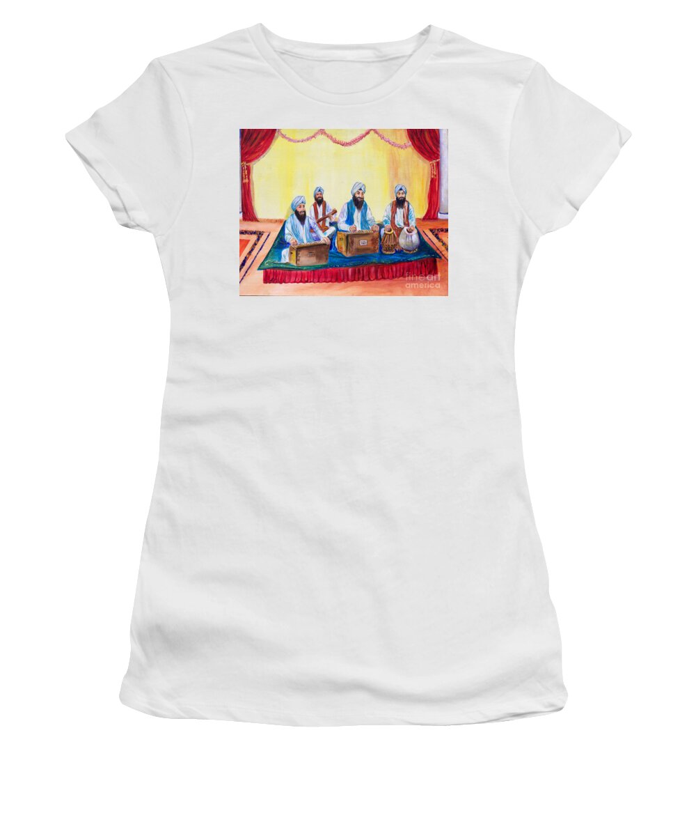 Sikh Musicians Women's T-Shirt featuring the painting Ragis by Sarabjit Singh