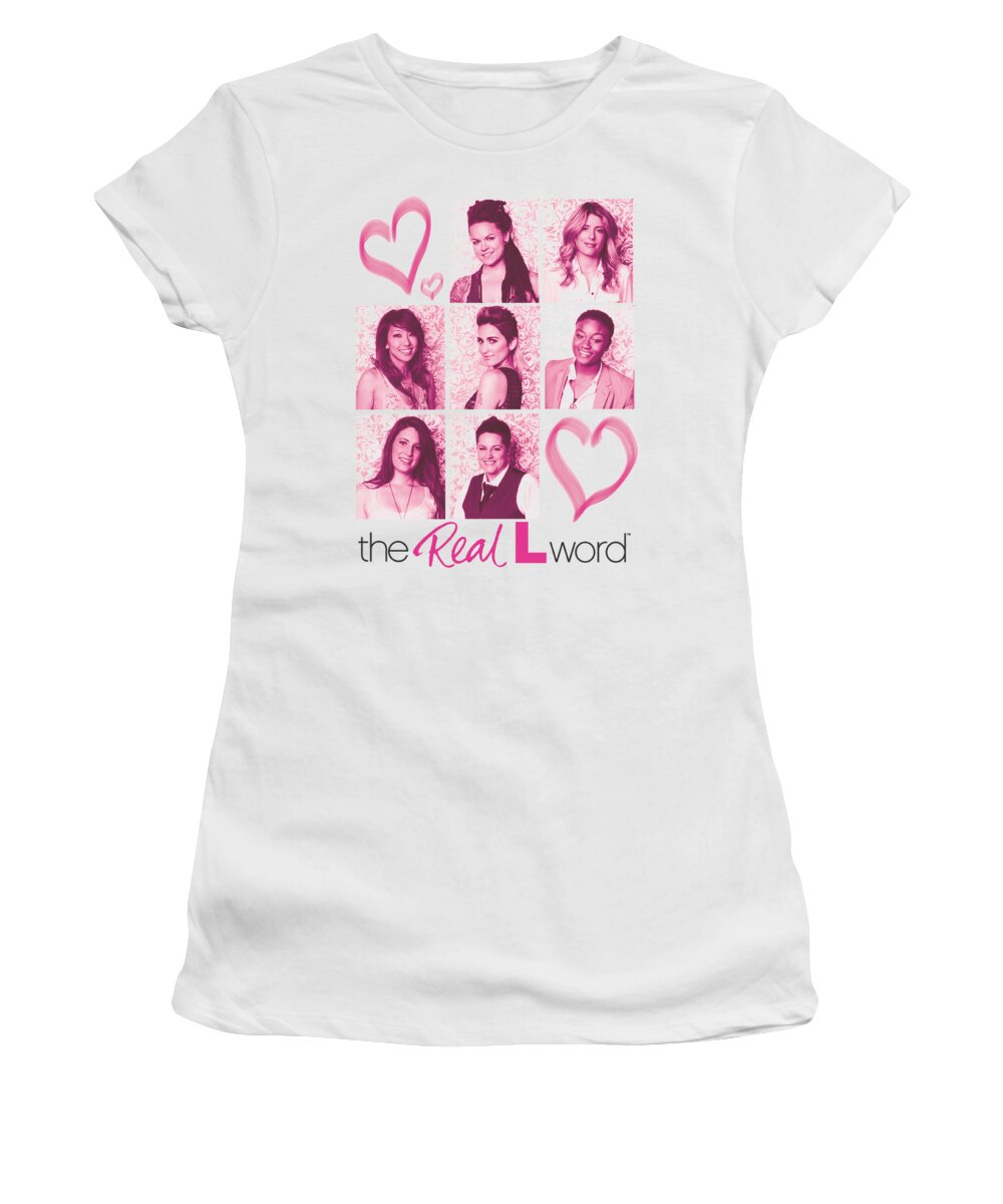 The Real L World Women's T-Shirt featuring the digital art Real L Word - Hearts by Brand A