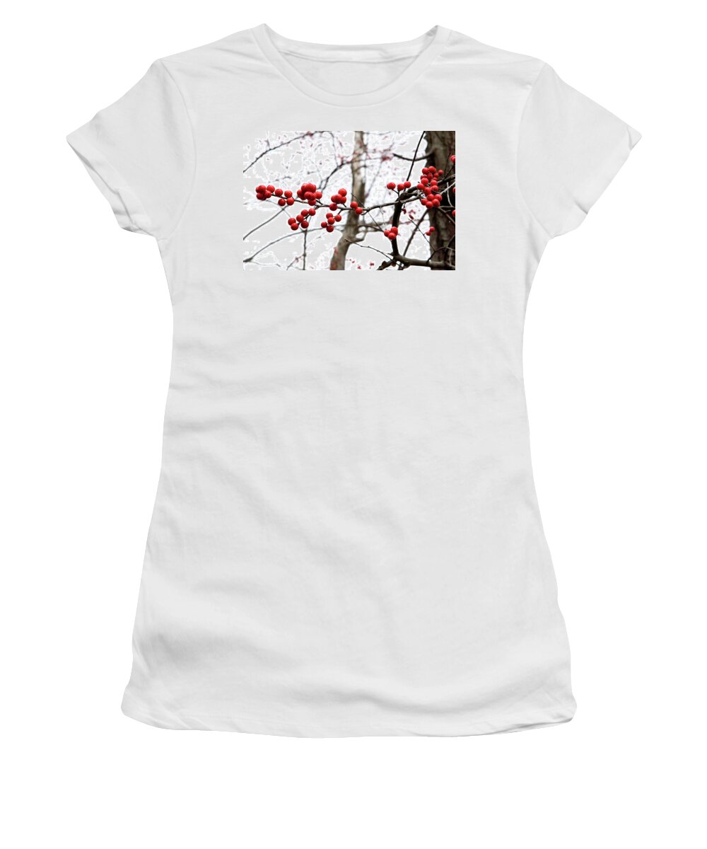 New York Women's T-Shirt featuring the photograph Red Berry Sprig by Lorraine Devon Wilke