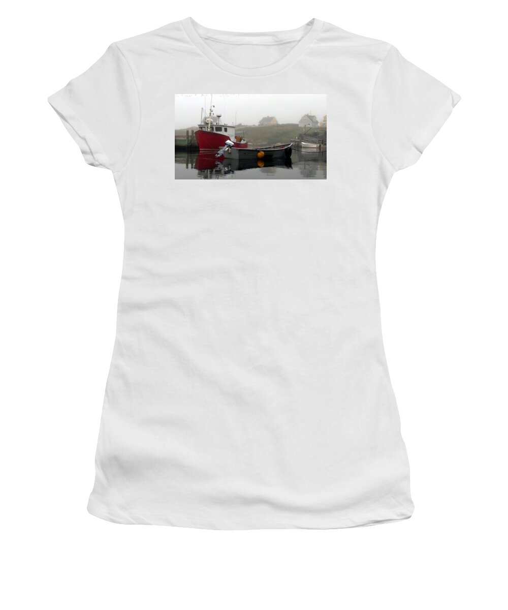 Halifax Women's T-Shirt featuring the photograph Red Boat by Jennifer Wheatley Wolf