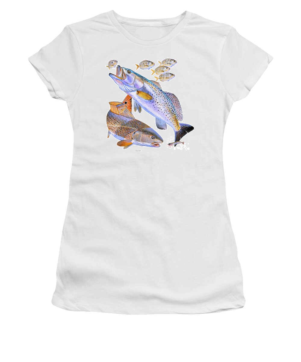 Redfish Trout Women's T-Shirt by Carey Chen - Pixels Merch