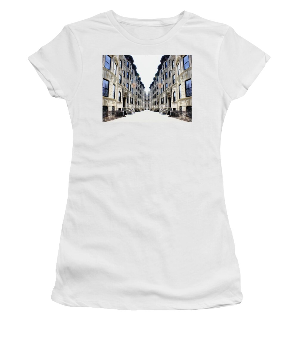 Prospect Park West Women's T-Shirt featuring the photograph Reflections of my childhood home by Lilliana Mendez