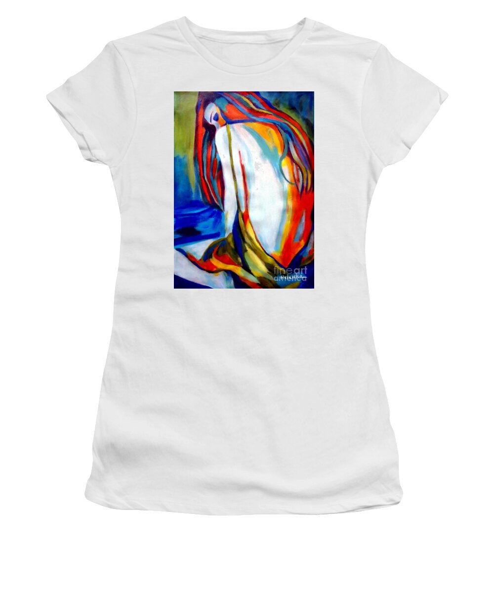 Contemporary Art Women's T-Shirt featuring the painting Restless by Helena Wierzbicki