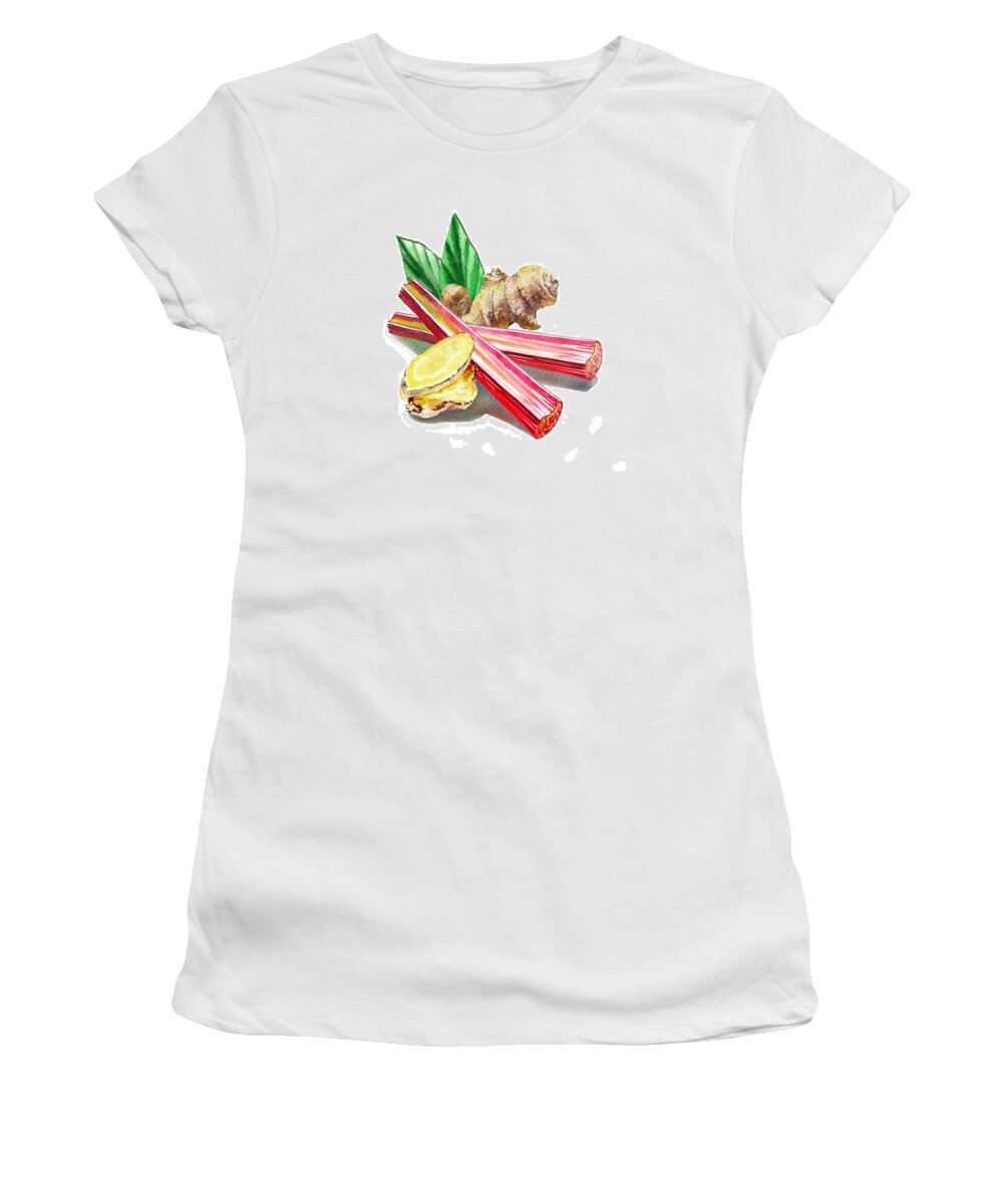 Rhubarb Women's T-Shirt featuring the painting Rhubarb And Ginger by Irina Sztukowski