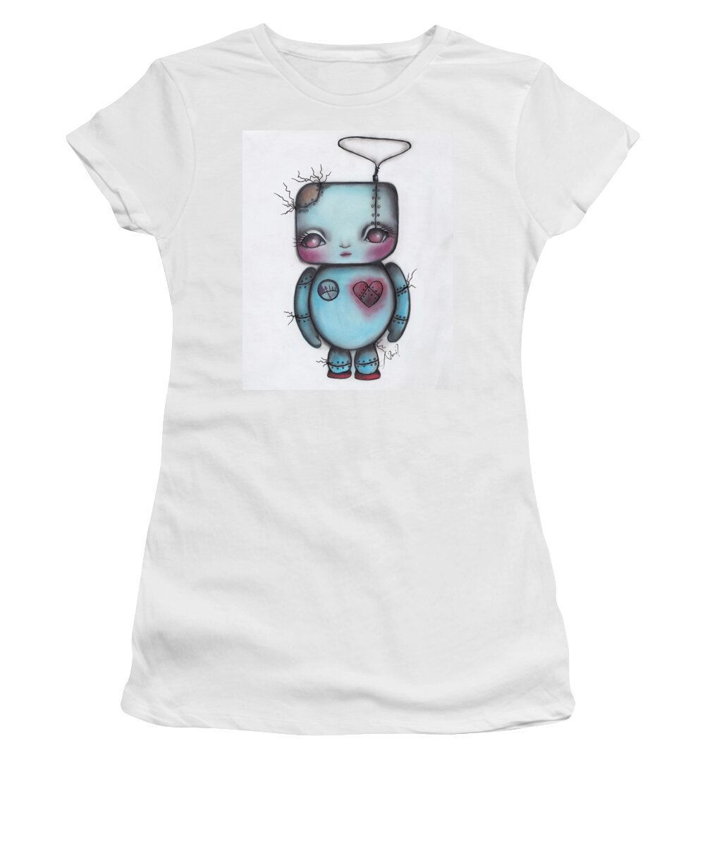 Robot Women's T-Shirt featuring the painting Robot by Abril Andrade