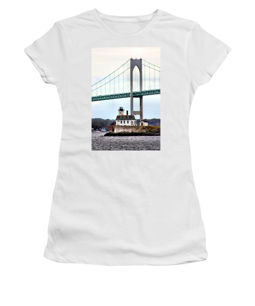 Rose Island Lighthouse Women's T-Shirt featuring the photograph Rose Island Lighthouse by Kristin Elmquist