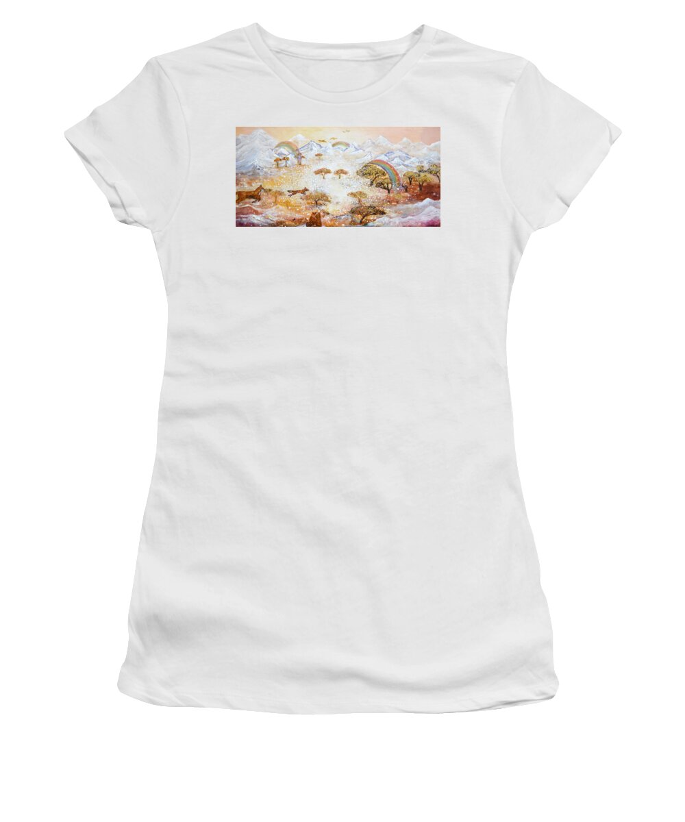Fox Women's T-Shirt featuring the painting Running With The Foxes by Ashleigh Dyan Bayer