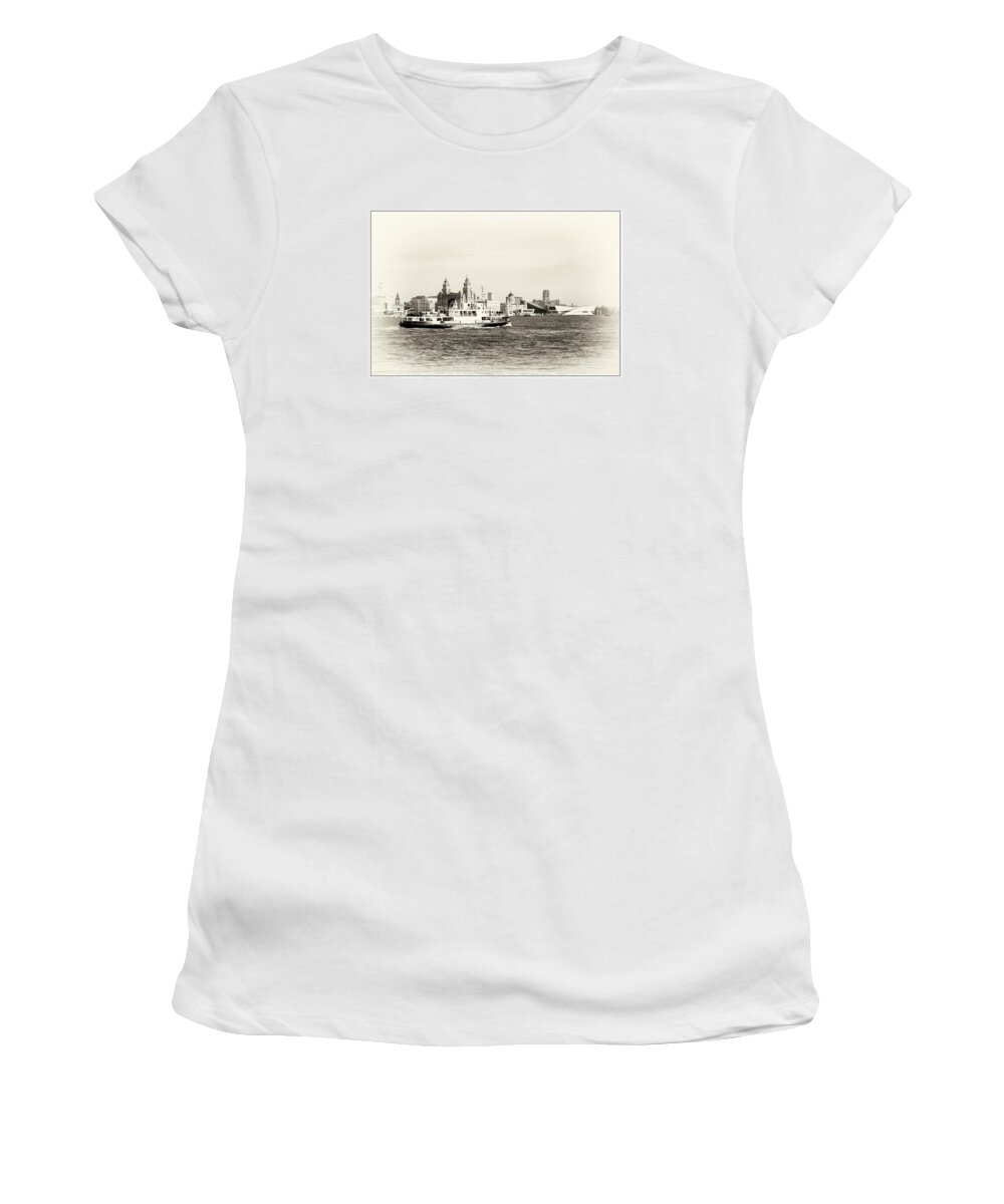  Women's T-Shirt featuring the photograph Sailing up the Mersey by Spikey Mouse Photography