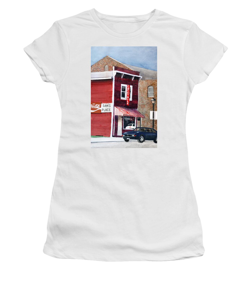 Watercolor Women's T-Shirt featuring the painting Sam's Place by Rick Mosher