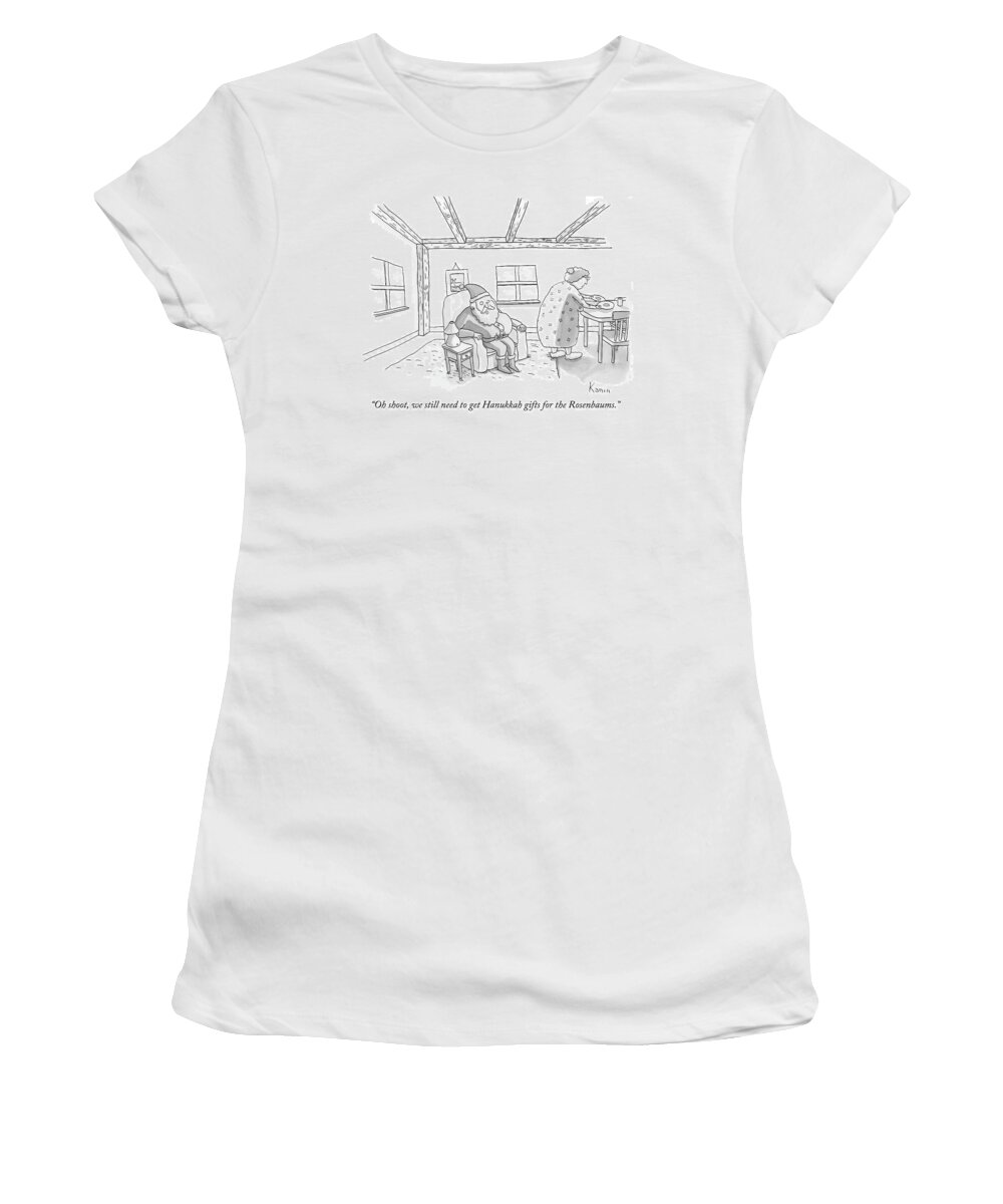 #faaAdWordsBest Women's T-Shirt featuring the drawing Santa To Wife by Zachary Kanin