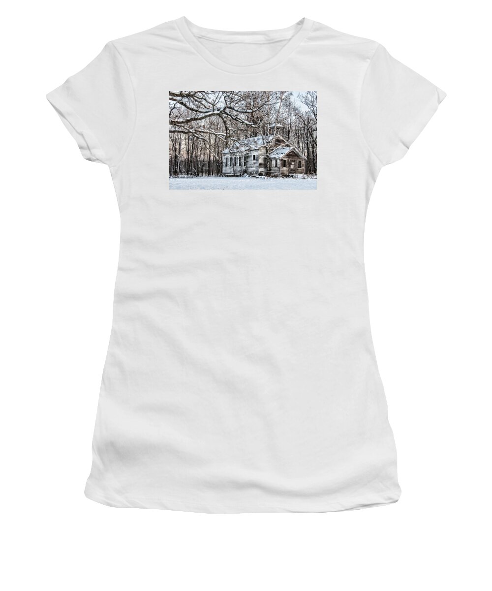 Old School House Women's T-Shirt featuring the photograph School Out Forever by Paul Freidlund