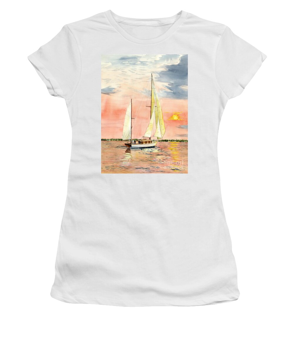 Sailing Boat Women's T-Shirt featuring the painting Sea Star by Melly Terpening
