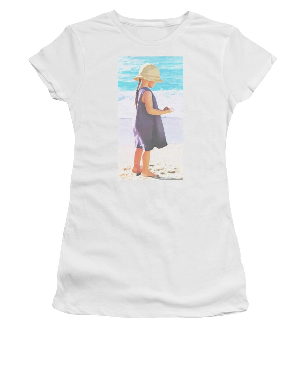 Seaside Women's T-Shirt featuring the painting Seaside Treasures by SophiaArt Gallery