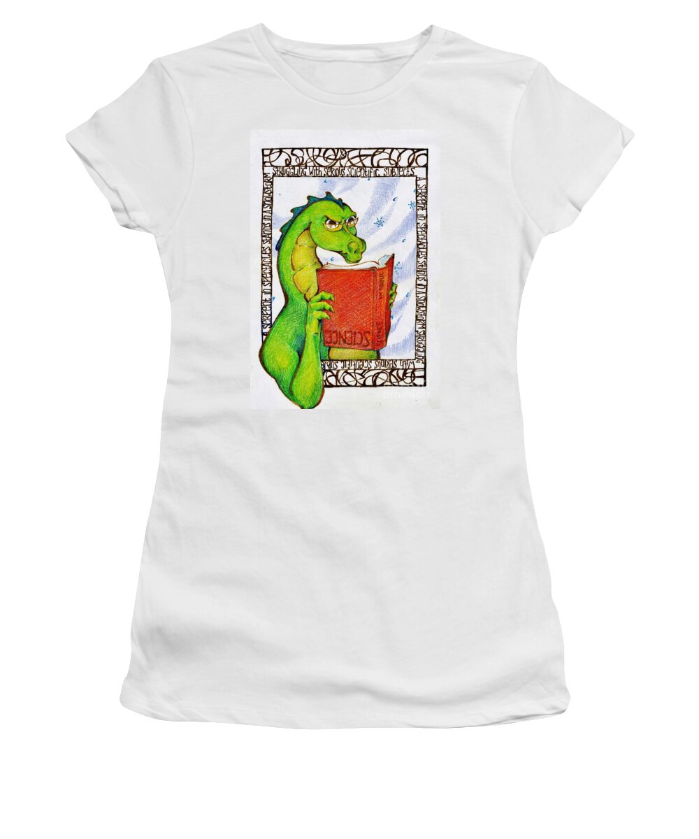 Dragon Women's T-Shirt featuring the drawing Serious Study by K M Pawelec