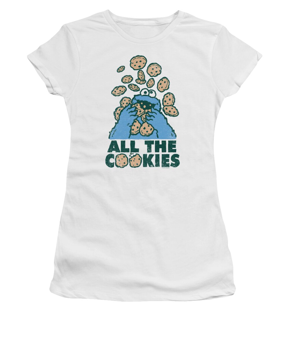  Women's T-Shirt featuring the digital art Sesame Street - All The Cookies by Brand A