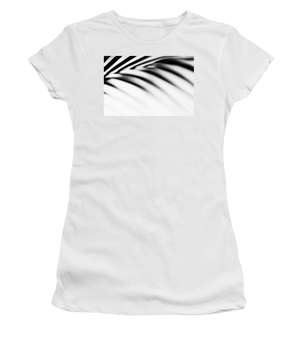 Nature Women's T-Shirt featuring the photograph Shadow Zen. Palm Leaf. Monochrome by Jenny Rainbow