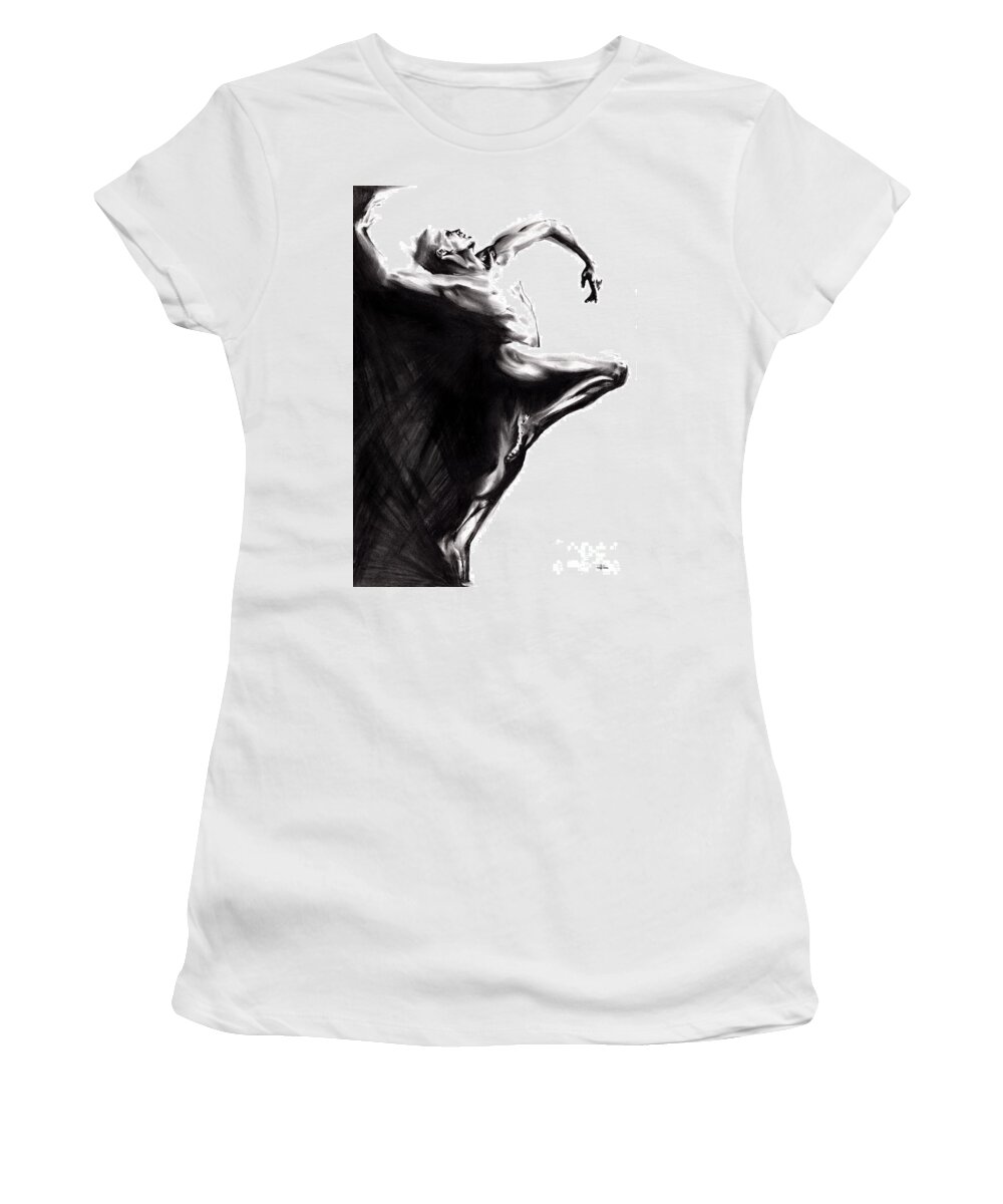 Figurative Women's T-Shirt featuring the drawing Shadowtwister by Paul Davenport