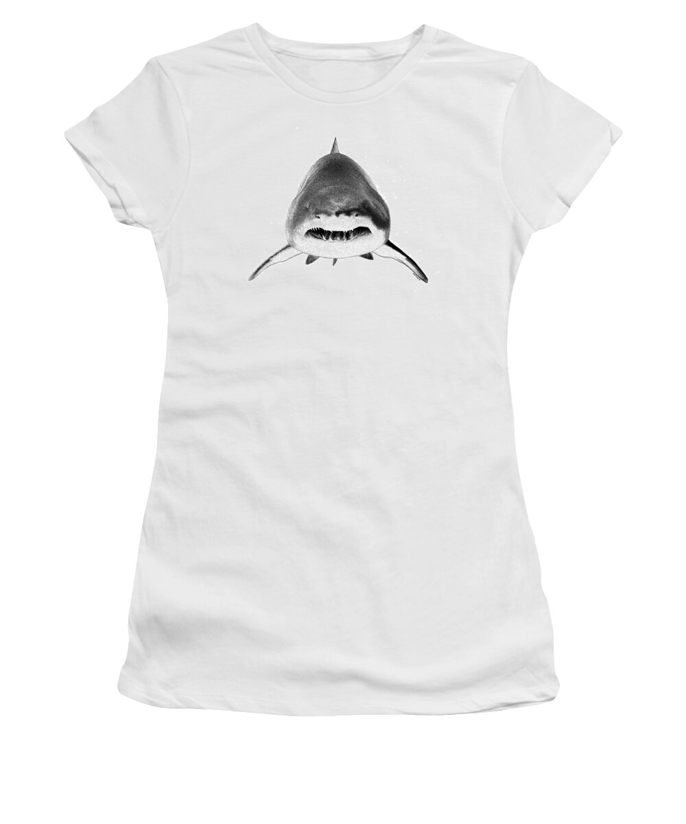 Shark Women's T-Shirt featuring the drawing Shark by Scott Woyak