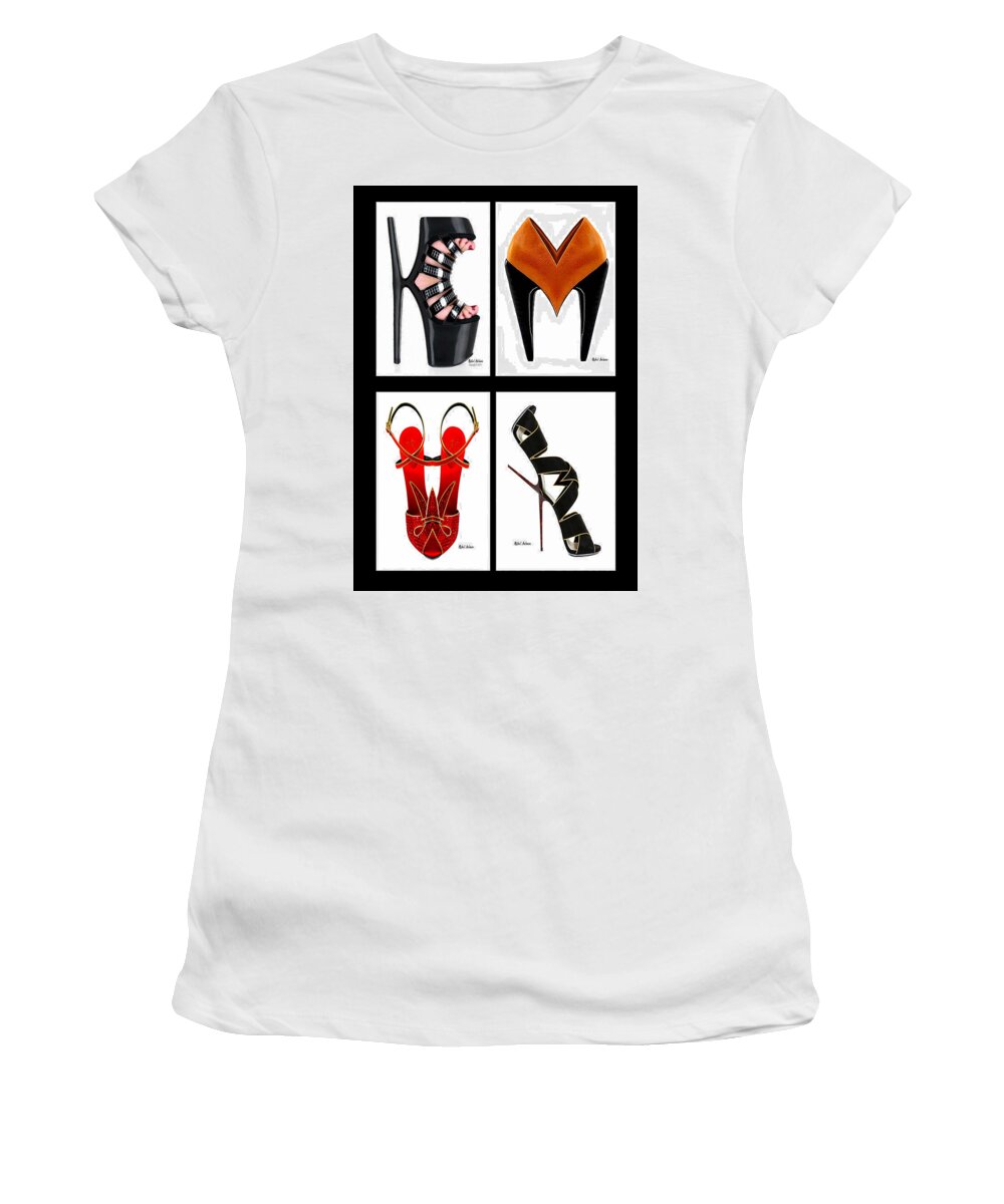 Art Women's T-Shirt featuring the digital art Shoe Love Quad by Rafael Salazar