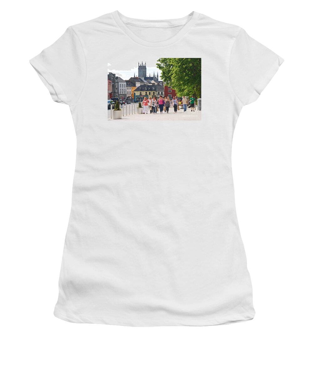Cityscape Women's T-Shirt featuring the photograph Shopping Trip by Mary Carol Story