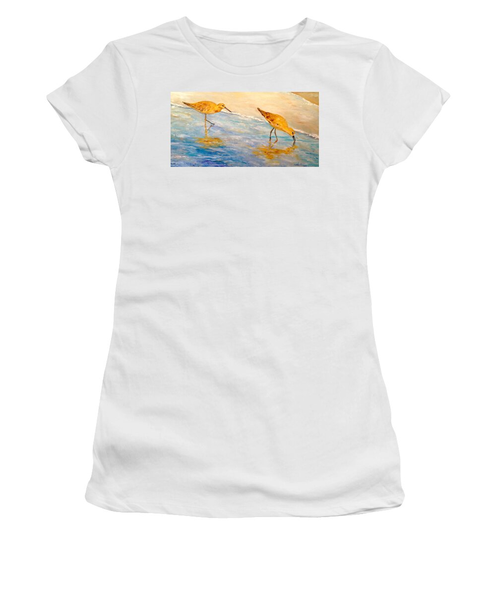 Seascape Women's T-Shirt featuring the painting Shore Patrol by Alan Lakin