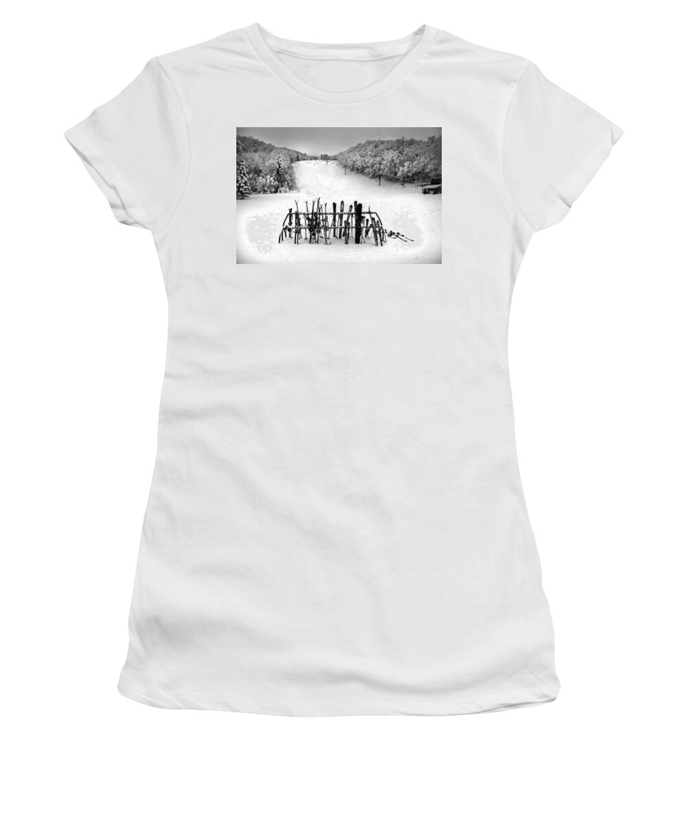Middlebury Ski Bowl Women's T-Shirt featuring the photograph Ski Vermont at Middlebury Snow Bowl by Charles Harden