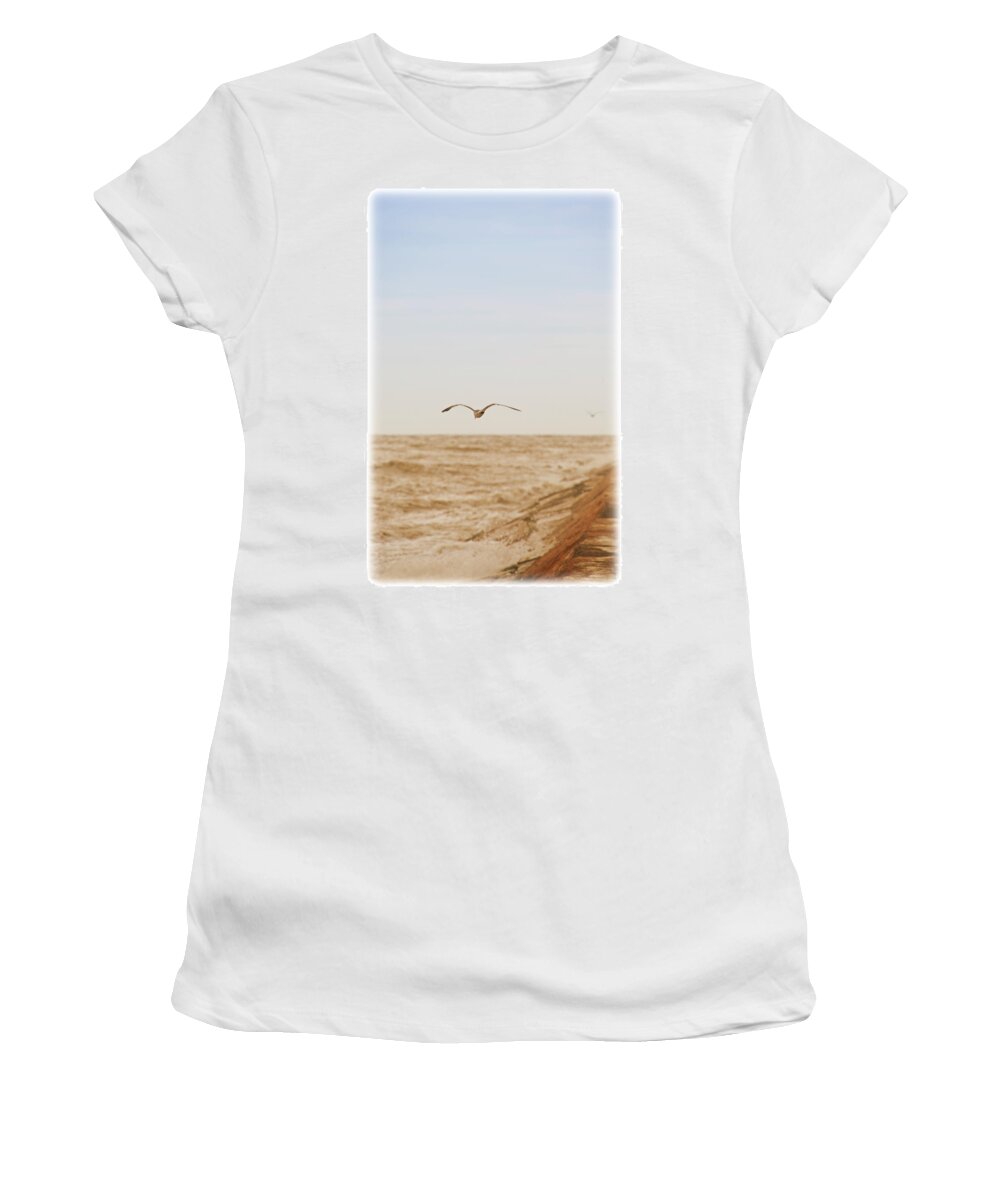 Seagull Women's T-Shirt featuring the photograph Sky Surfing by Max Mullins
