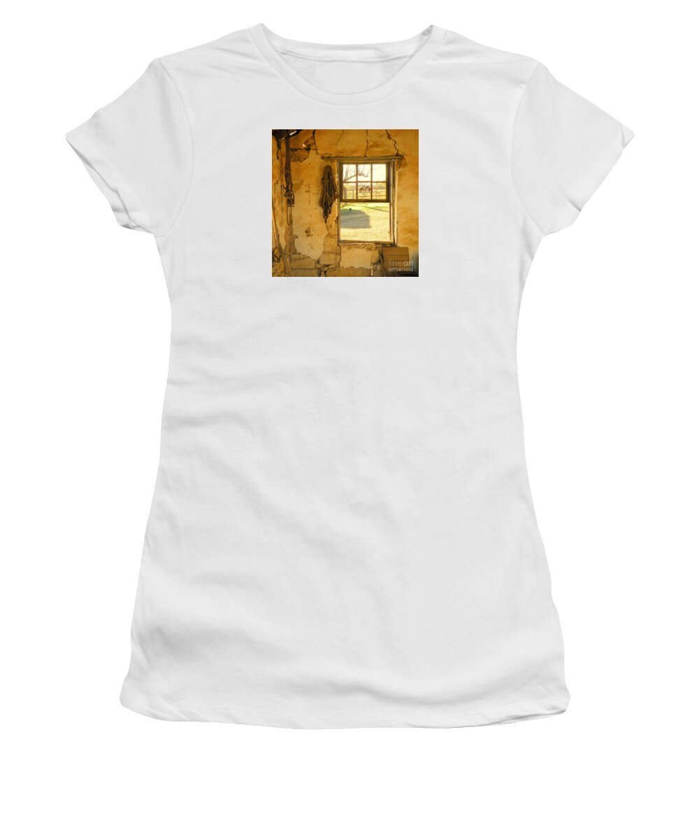 Window Framed Print Women's T-Shirt featuring the photograph Smell Of Hay by Joe Pratt