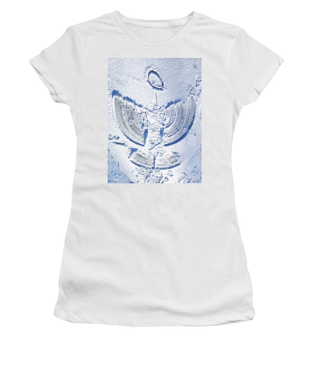 Snow Women's T-Shirt featuring the photograph Snow Angel by Larry Hunter