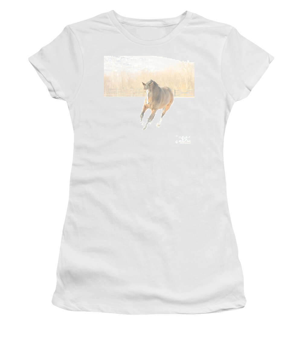 Horse Women's T-Shirt featuring the photograph Snow Fun by Carol Lynn Coronios